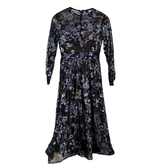 Mac Duggal NWOT Embellished Illusion Long Sleeve Midi Dress Size 2 Sequin Beaded - Picture 4 of 9